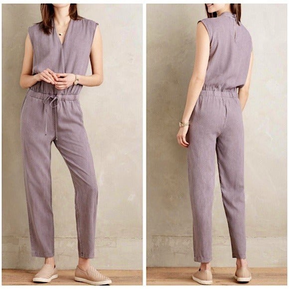 Anthropologie Cloth & Stone Lilac Long Jumpsuit
